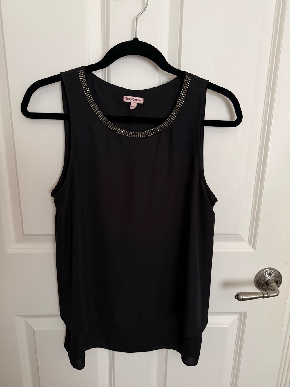 Juicy Couture Black Sleeveless Rhinestone Neckline Camisole